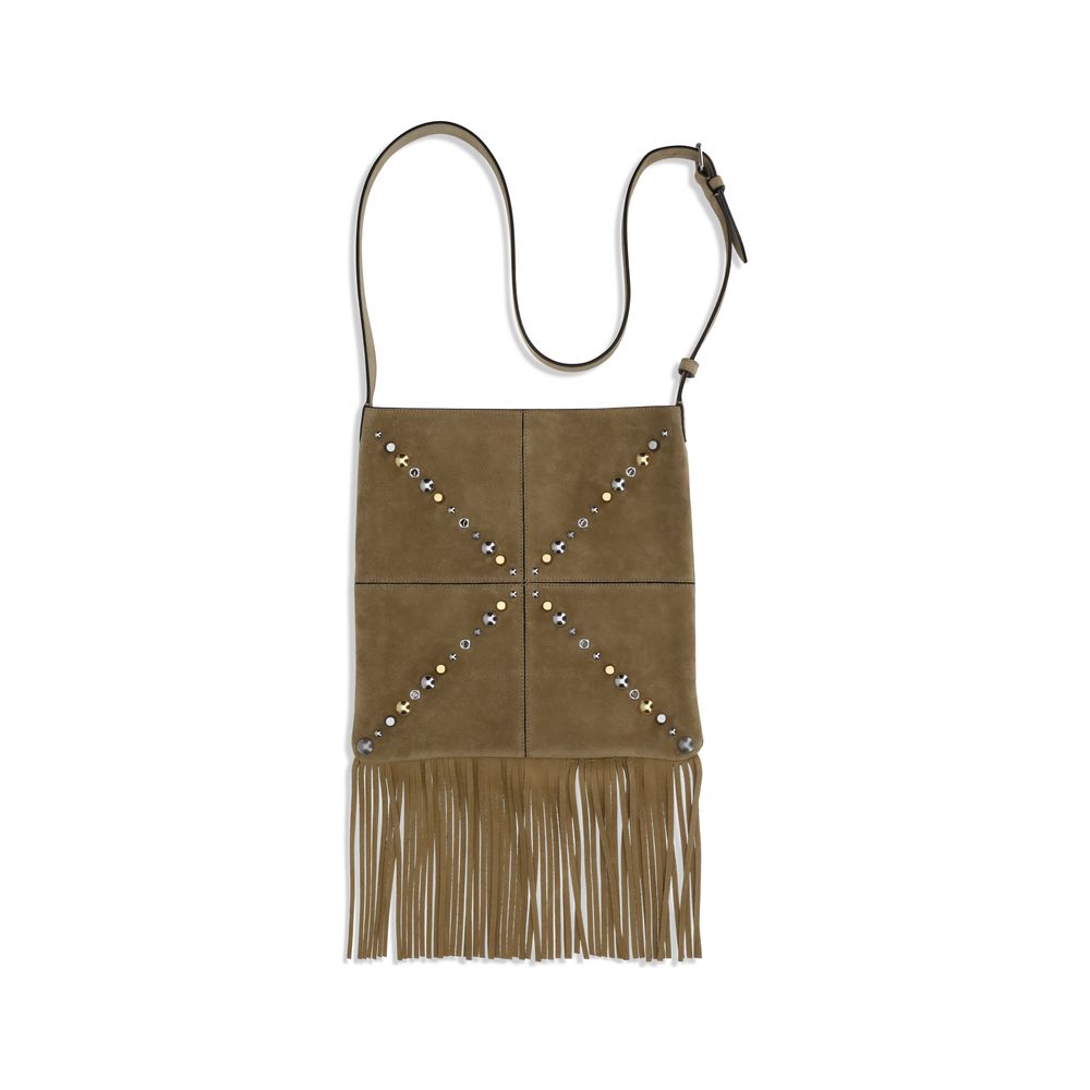 Valentino Garavani Calf Leather Shoulder Bag in Beige