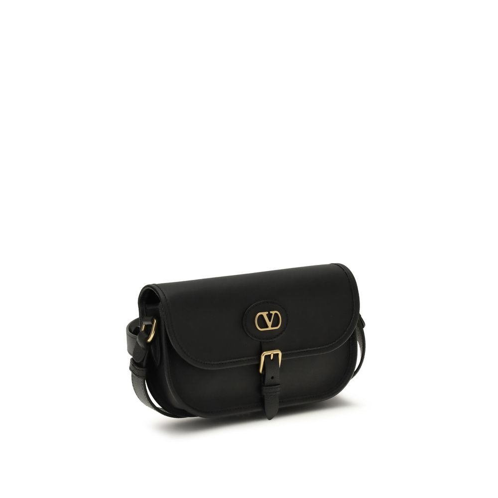 Valentino Garavani Calf Leather Shoulder Bag in Black