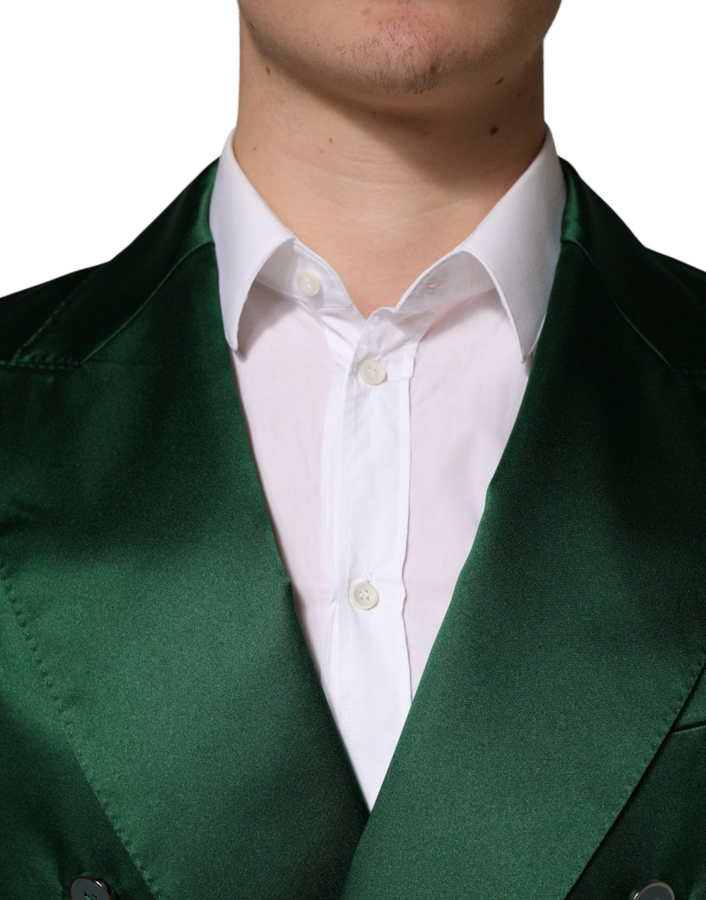 Dolce & Gabbana Satin Double-Breasted Blazer in Green