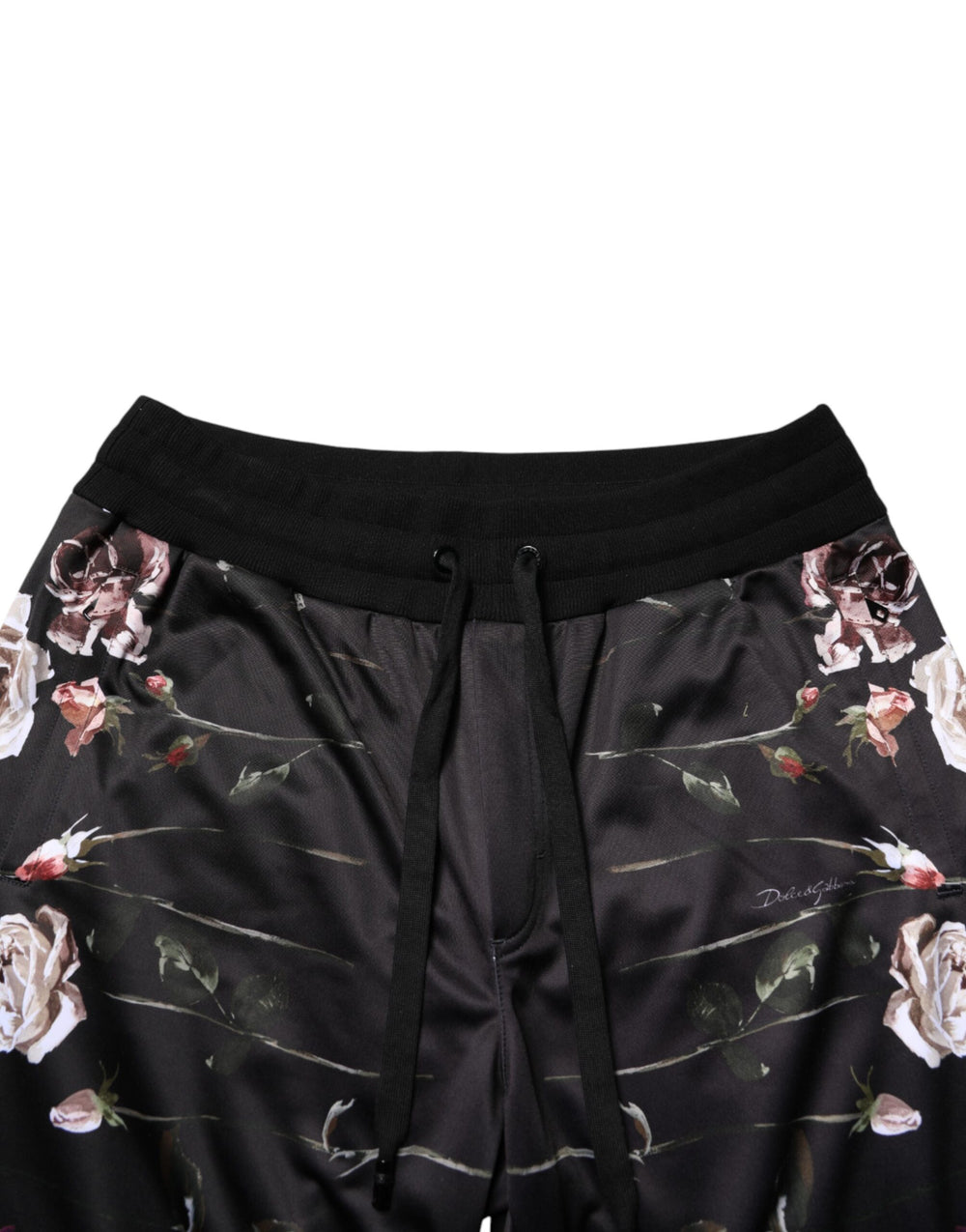 Dolce & Gabbana Floral Straight-Leg Trousers in Black