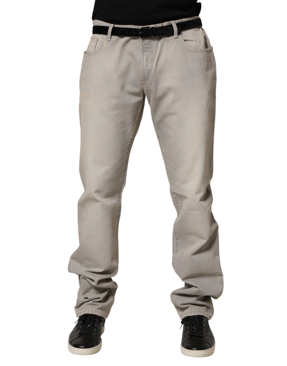 Light Gray Cotton Straight Denim Trouser Jeans mens luxury fashion - Mens Edit