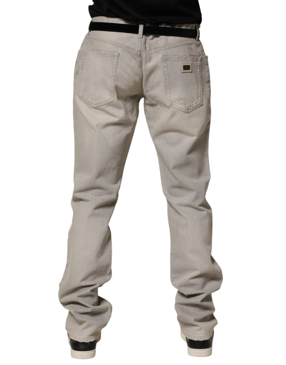 Dolce & Gabbana Straight-Leg Cotton Denim Jeans in Light Grey