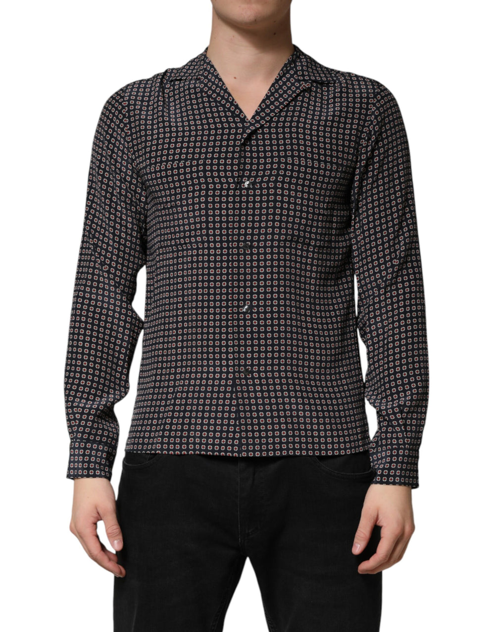 Dolce & Gabbana 100% Silk Button-Down Shirt in Black