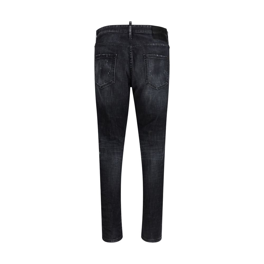 Dsquared² Black Distressed Slim-Fit Denim Jeans