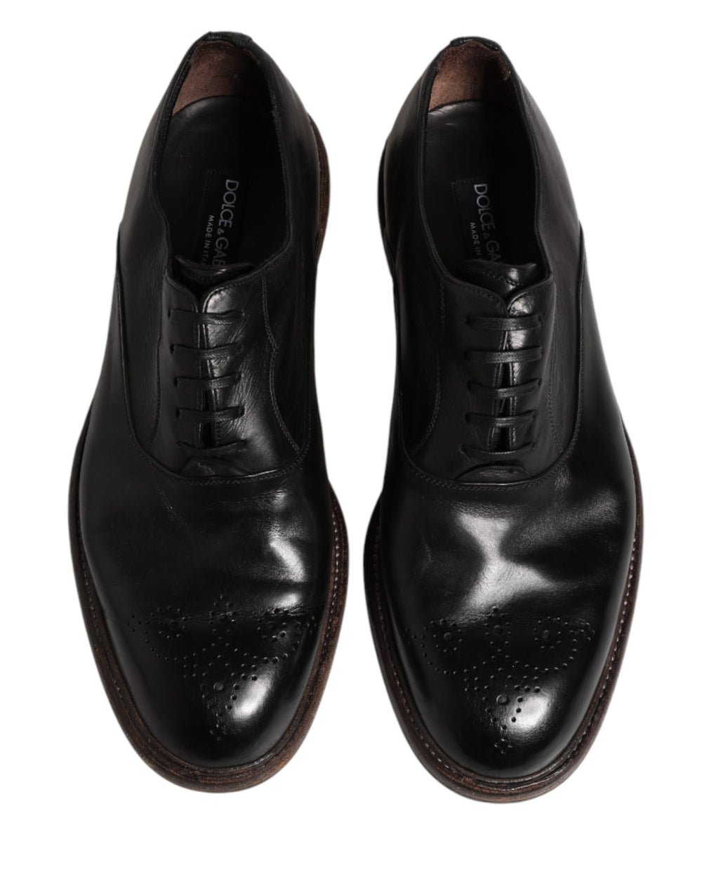 Dolce & Gabbana Calfskin Leather Oxford Shoes in Black