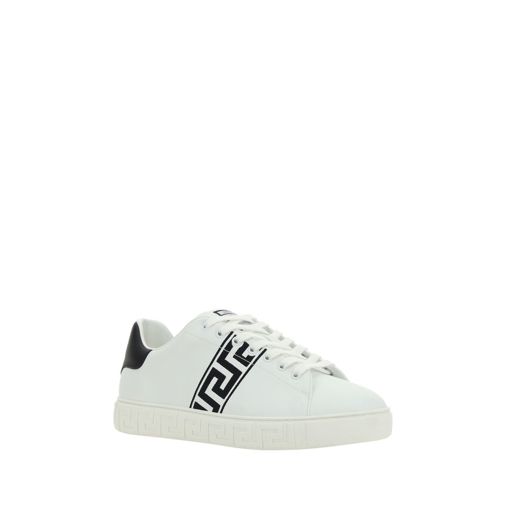 Versace Calf Leather Low Top Sneakers in White