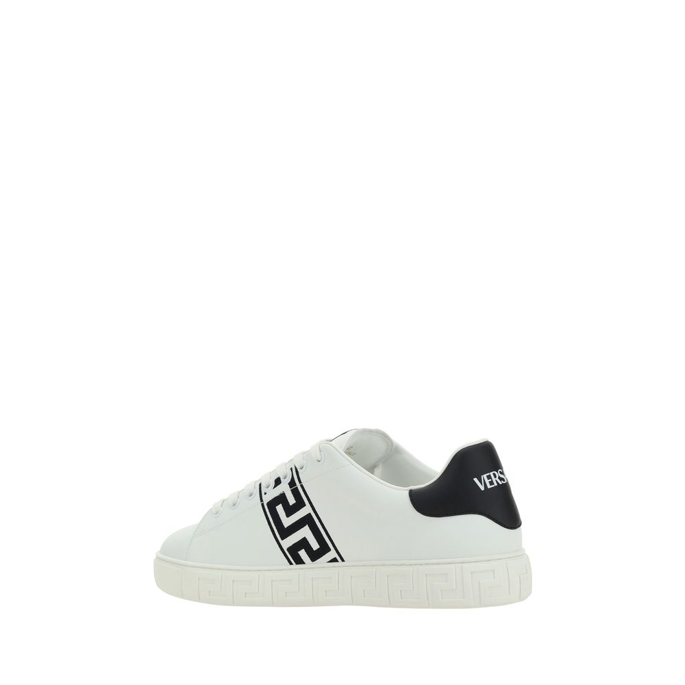 Versace Calf Leather Low Top Sneakers in White