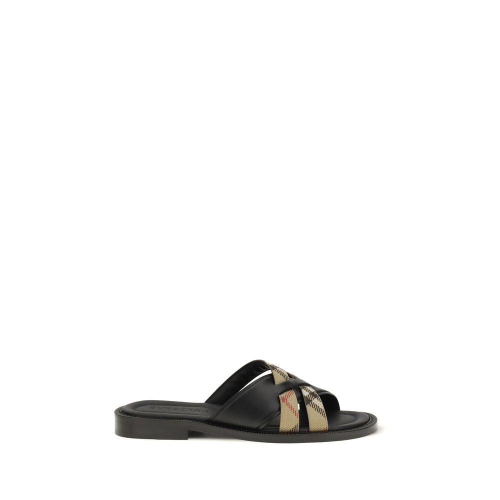 Burberry Black Calf Leather Sandals mens luxury fashion - Mens Edit