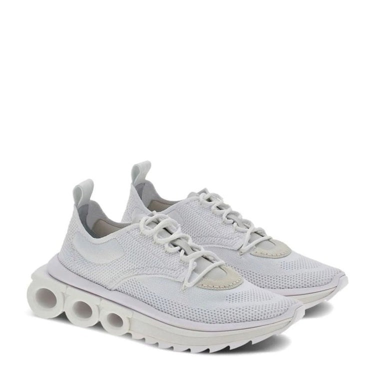 Ferragamo Knitted Nylon Slip-On Sneakers in White