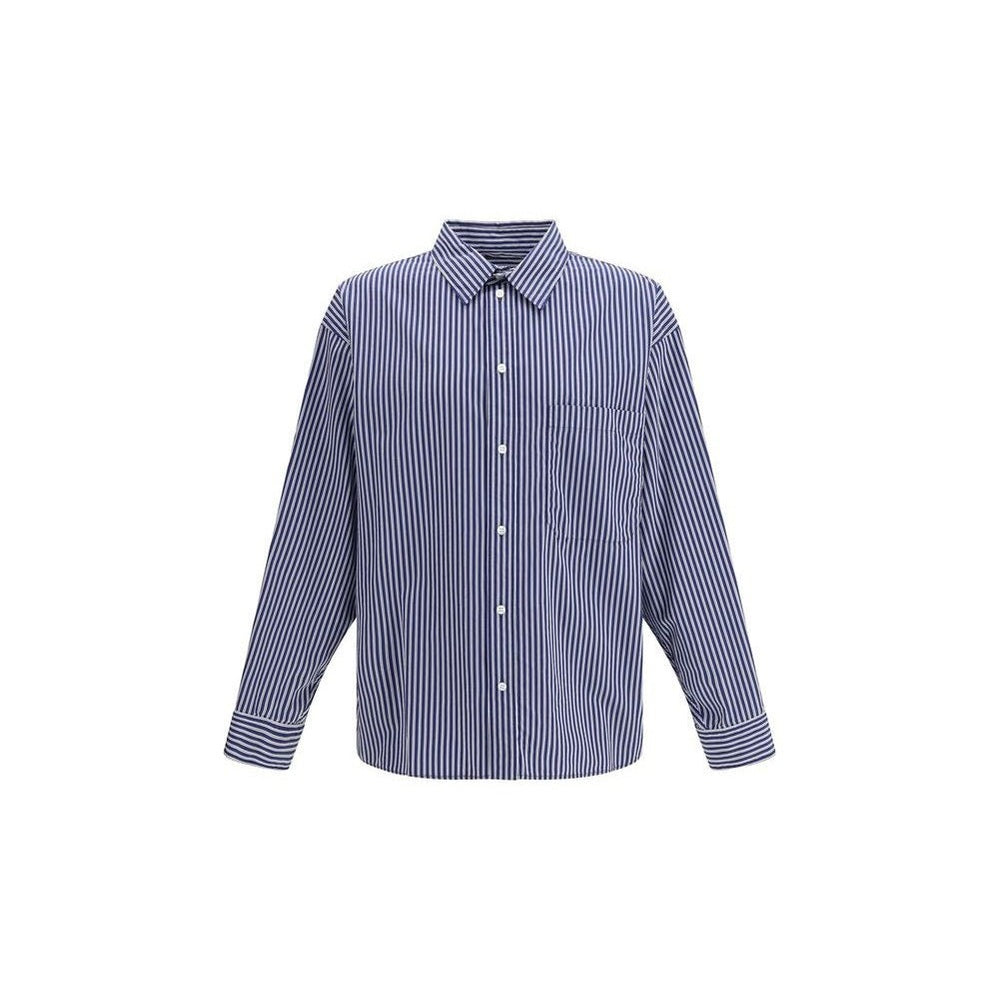 Balenciaga Blue Cotton Pattern Shirt Poplin Embroidered mens luxury fashion - Mens Edit