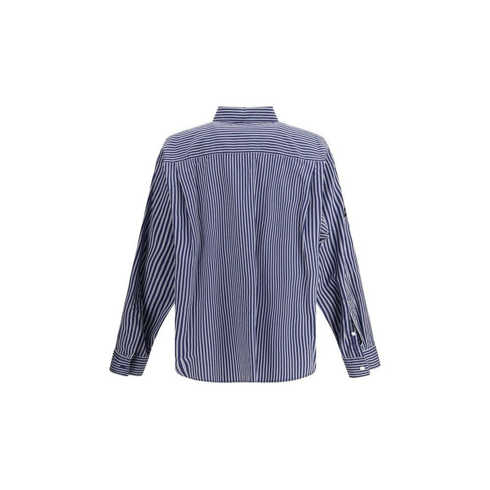 Balenciaga Cotton-Nylon Poplin Embroidered Shirt in Blue