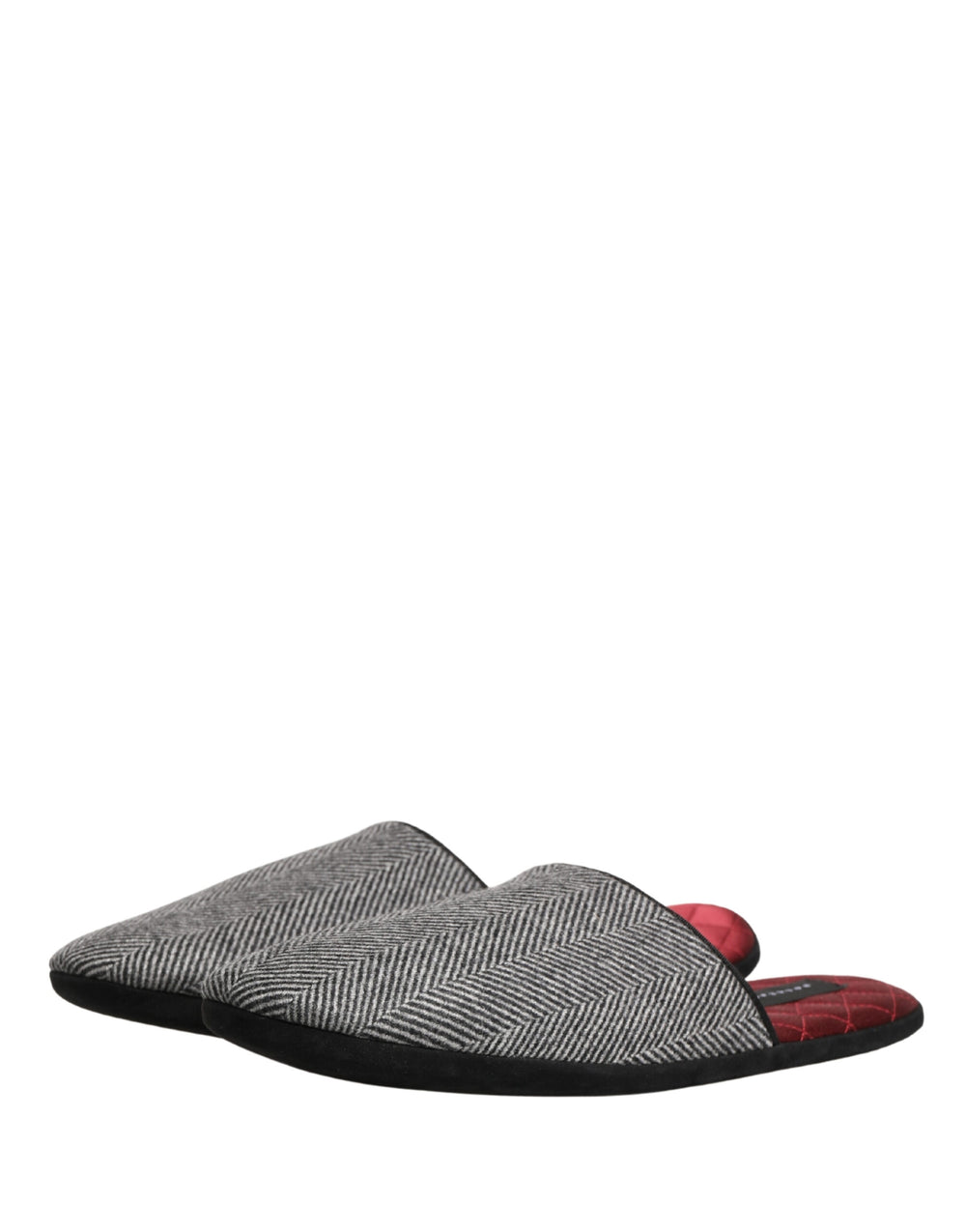 Dolce & Gabbana Cashmere Blend Slippers in Grey Herringbone
