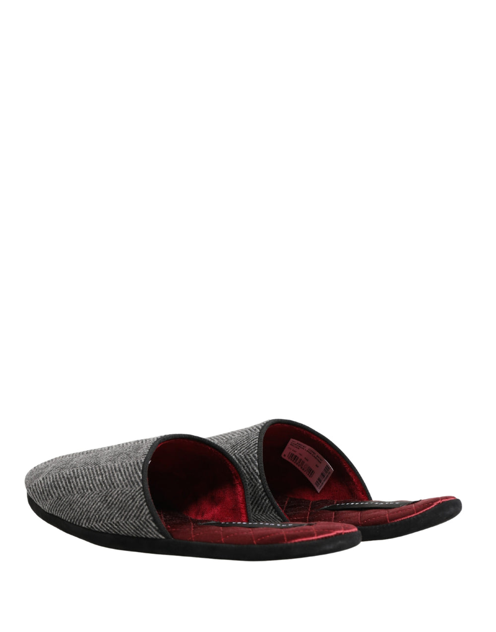 Dolce & Gabbana Cashmere Blend Slippers in Grey Herringbone
