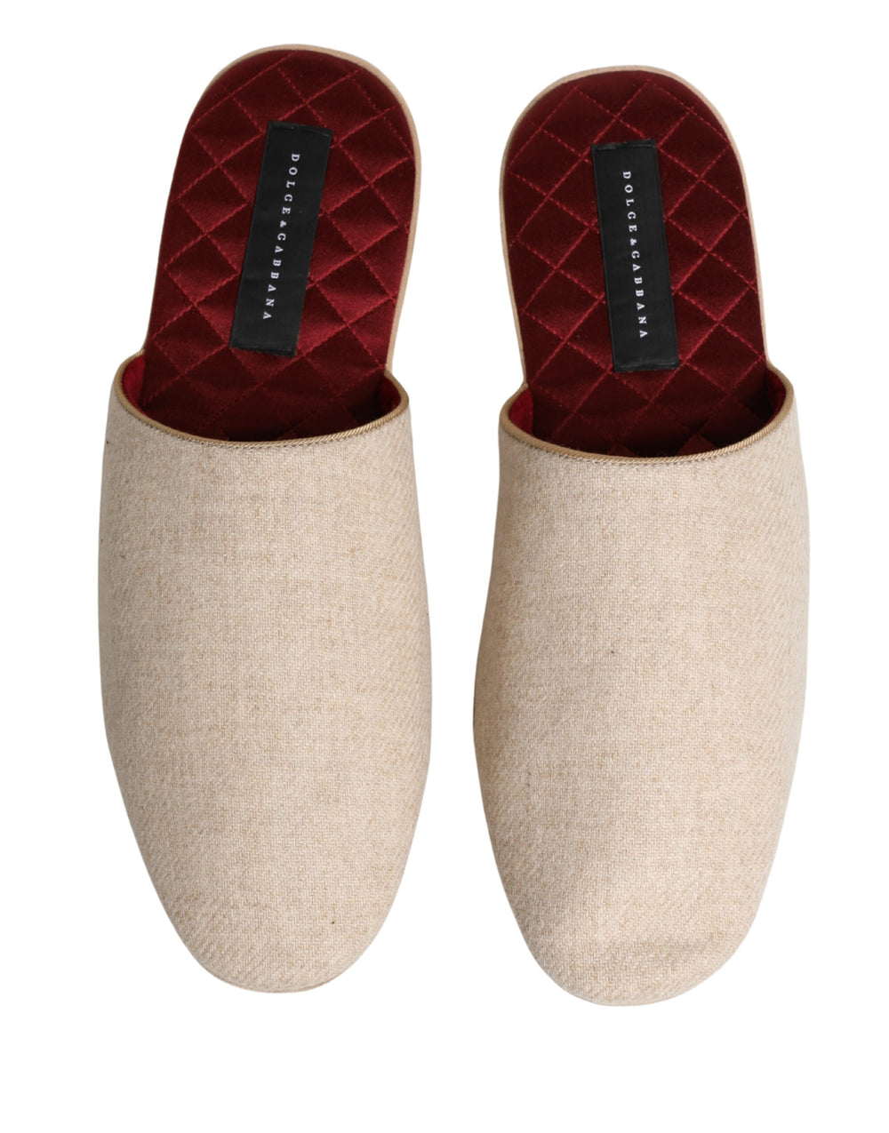Dolce & Gabbana Shetland Wool Slippers in Beige