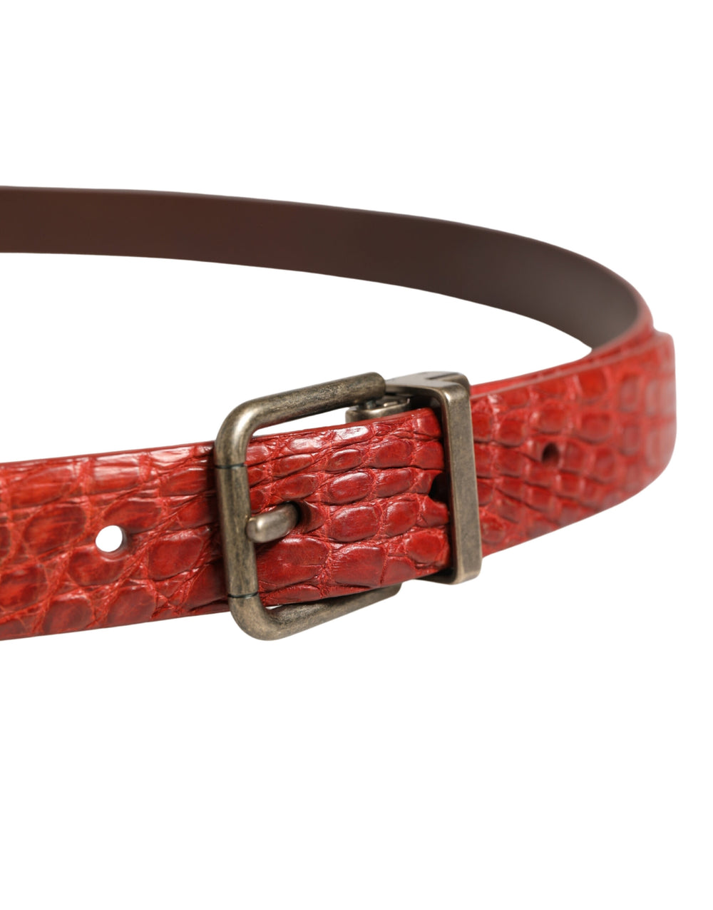 Dolce & Gabbana Caiman Leather Belt in Red
