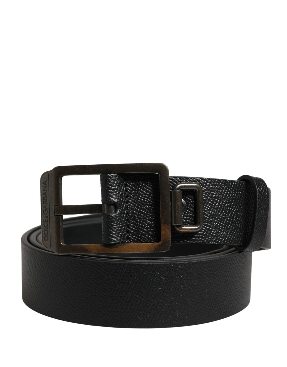Dolce & Gabbana Calf Leather Belt with Gold-Tone Buckle in Black