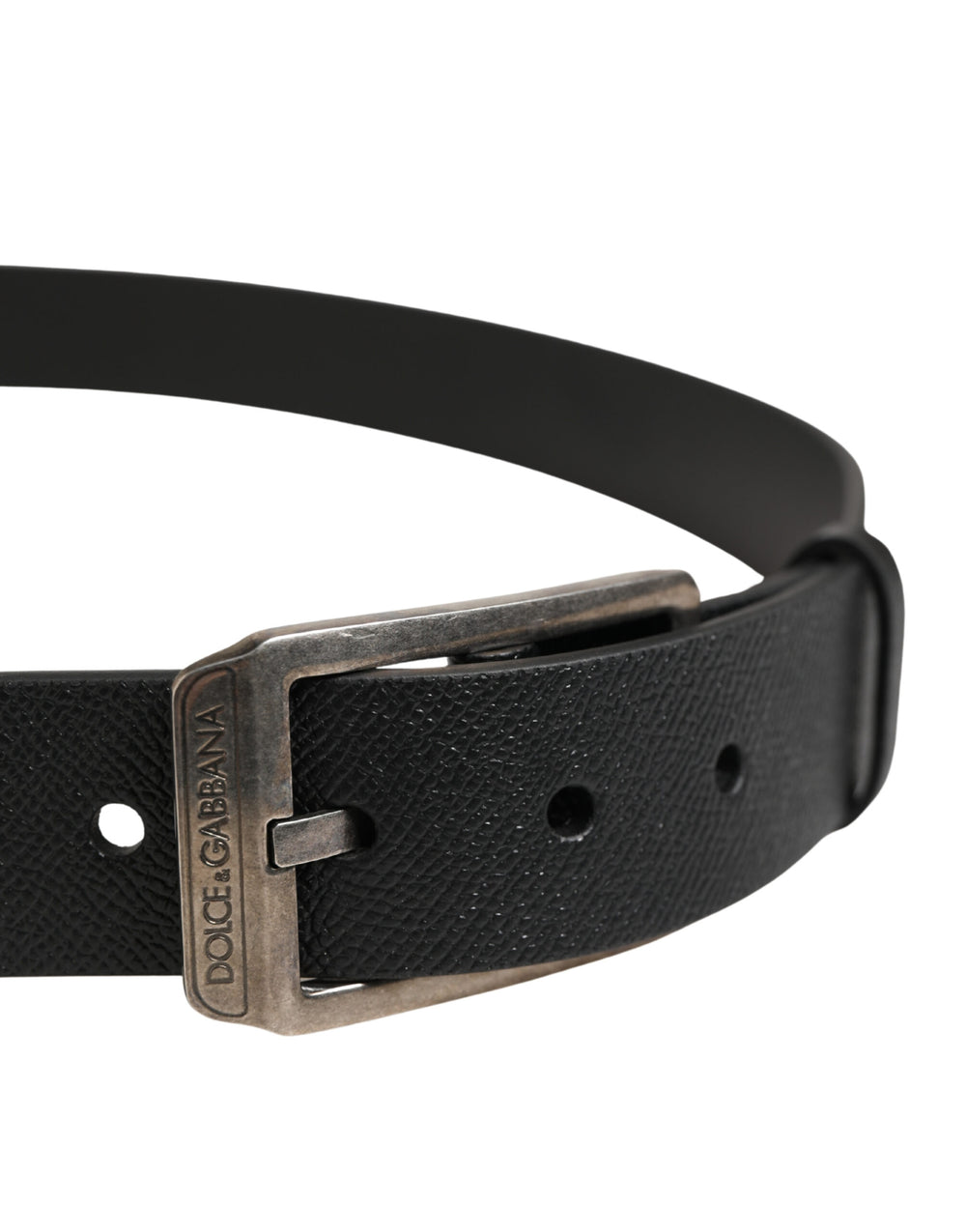 Dolce & Gabbana Calf Leather Belt with Silver-Tone Buckle in Black