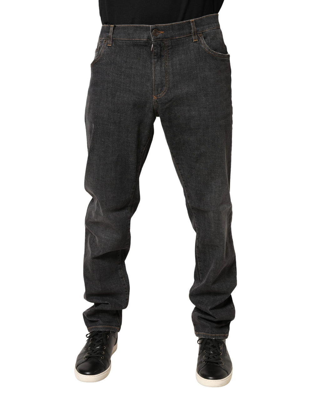 Dark Gray Slim Fit Cotton Men Denim Jeans mens luxury fashion - Mens Edit