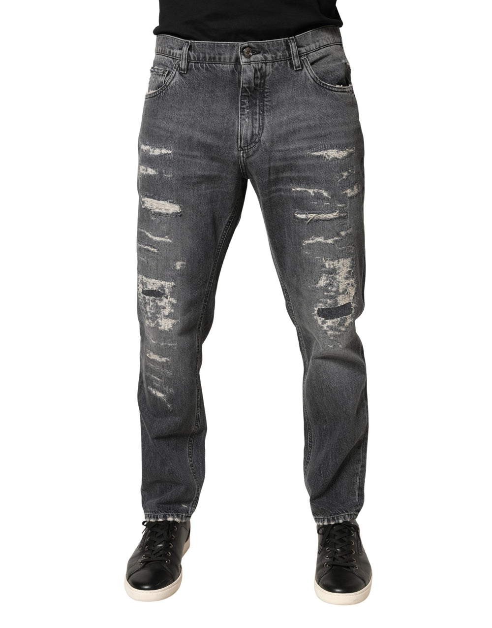Dolce & Gabbana Cotton Loose Denim Jeans in Dark Grey