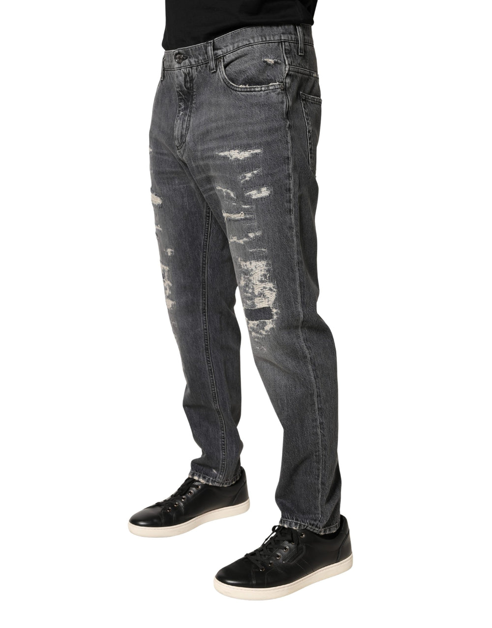 Dolce & Gabbana Cotton Loose Denim Jeans in Dark Grey