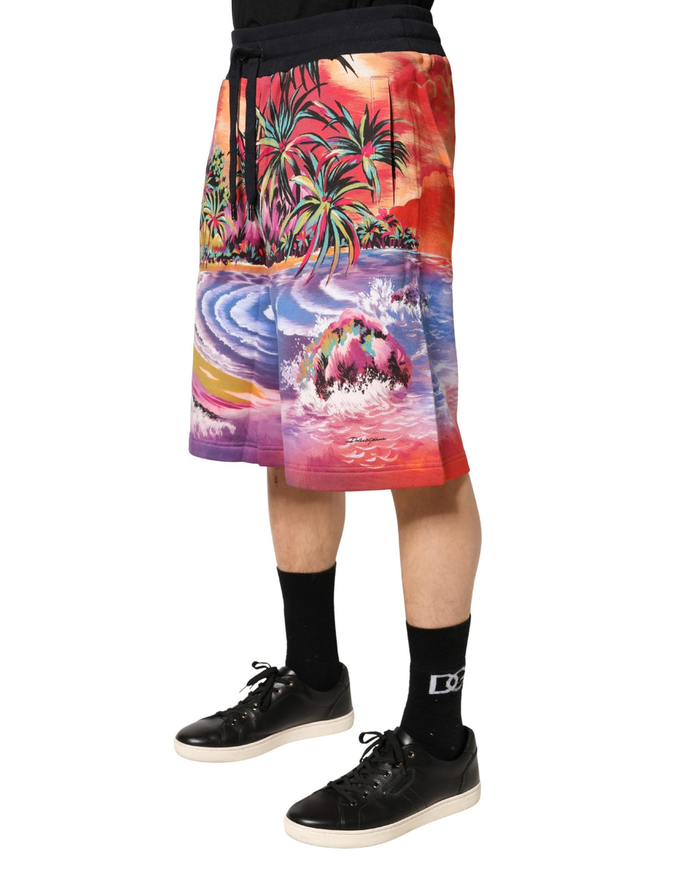 Dolce & Gabbana Graphic Print Cotton Bermuda Shorts in Multicolor