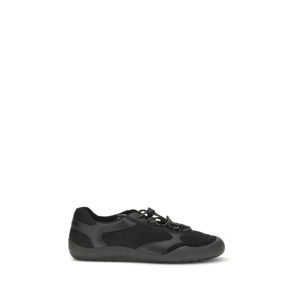 Prada Mesh and Leather Trim Athletic Sneakers in Black