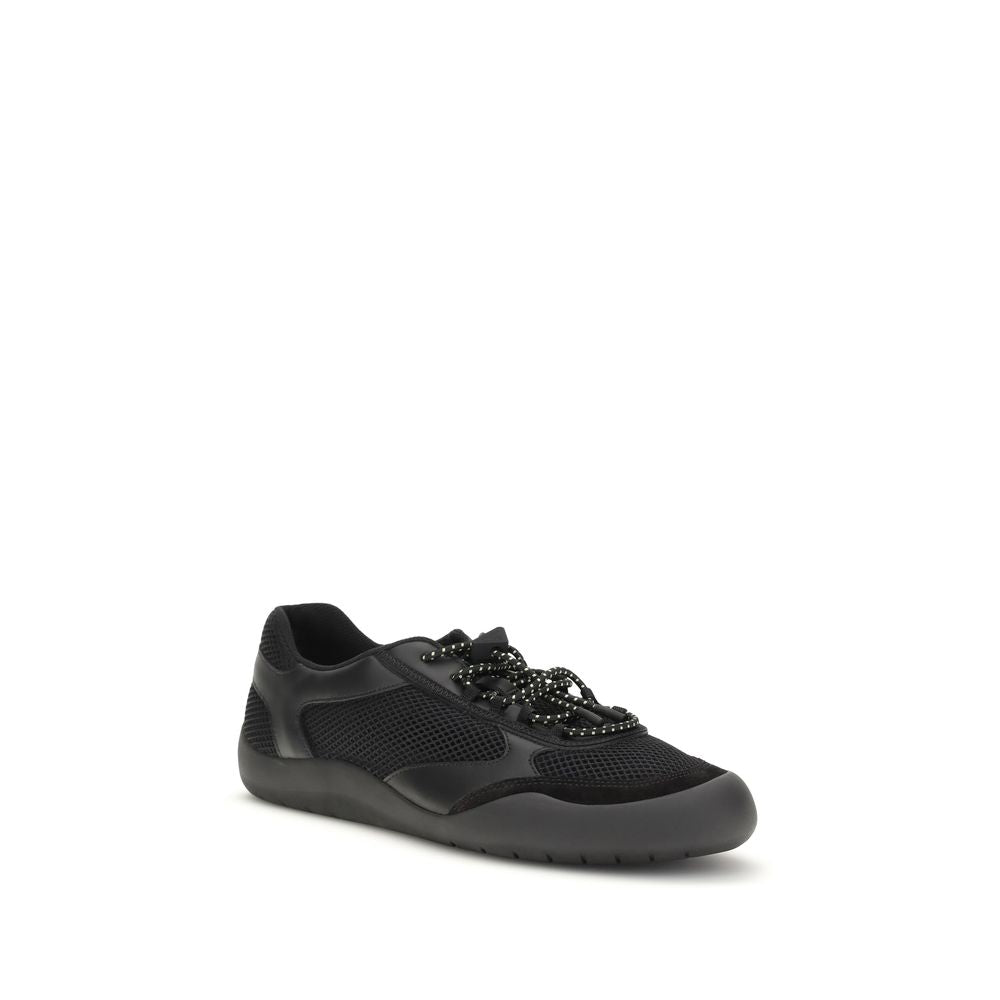 Prada Mesh and Leather Trim Athletic Sneakers in Black