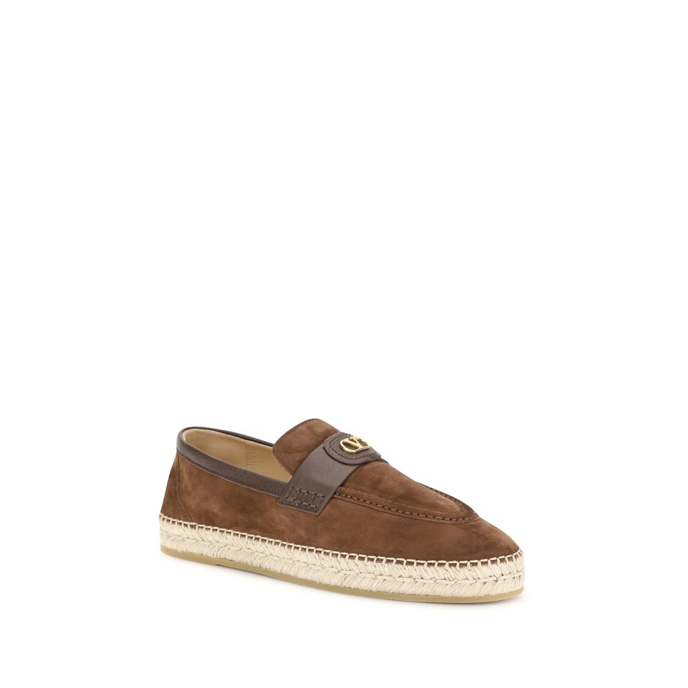 Valentino Garavani Calf Leather Espadrilles in Brown