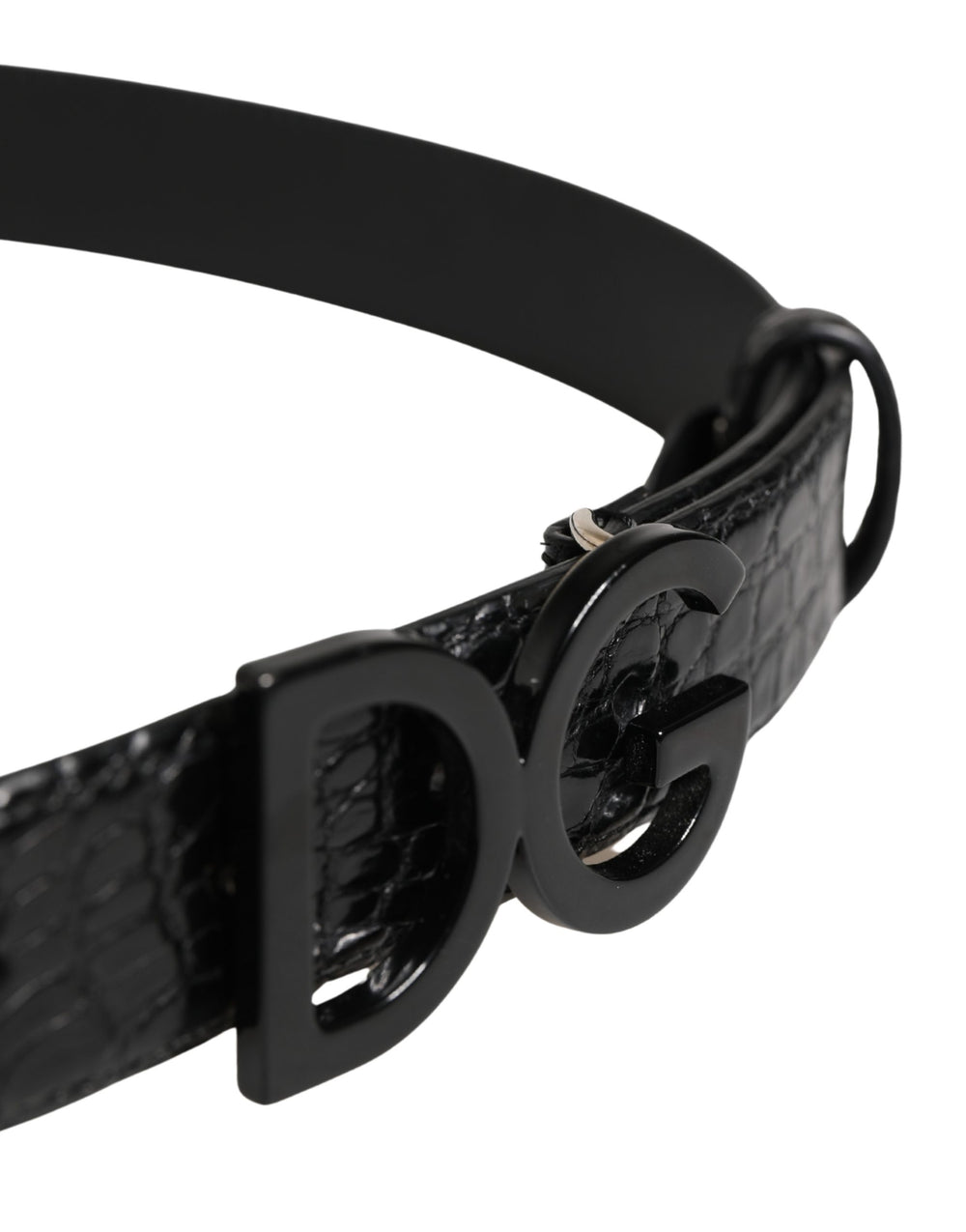 Dolce & Gabbana Caiman Leather Belt in Black