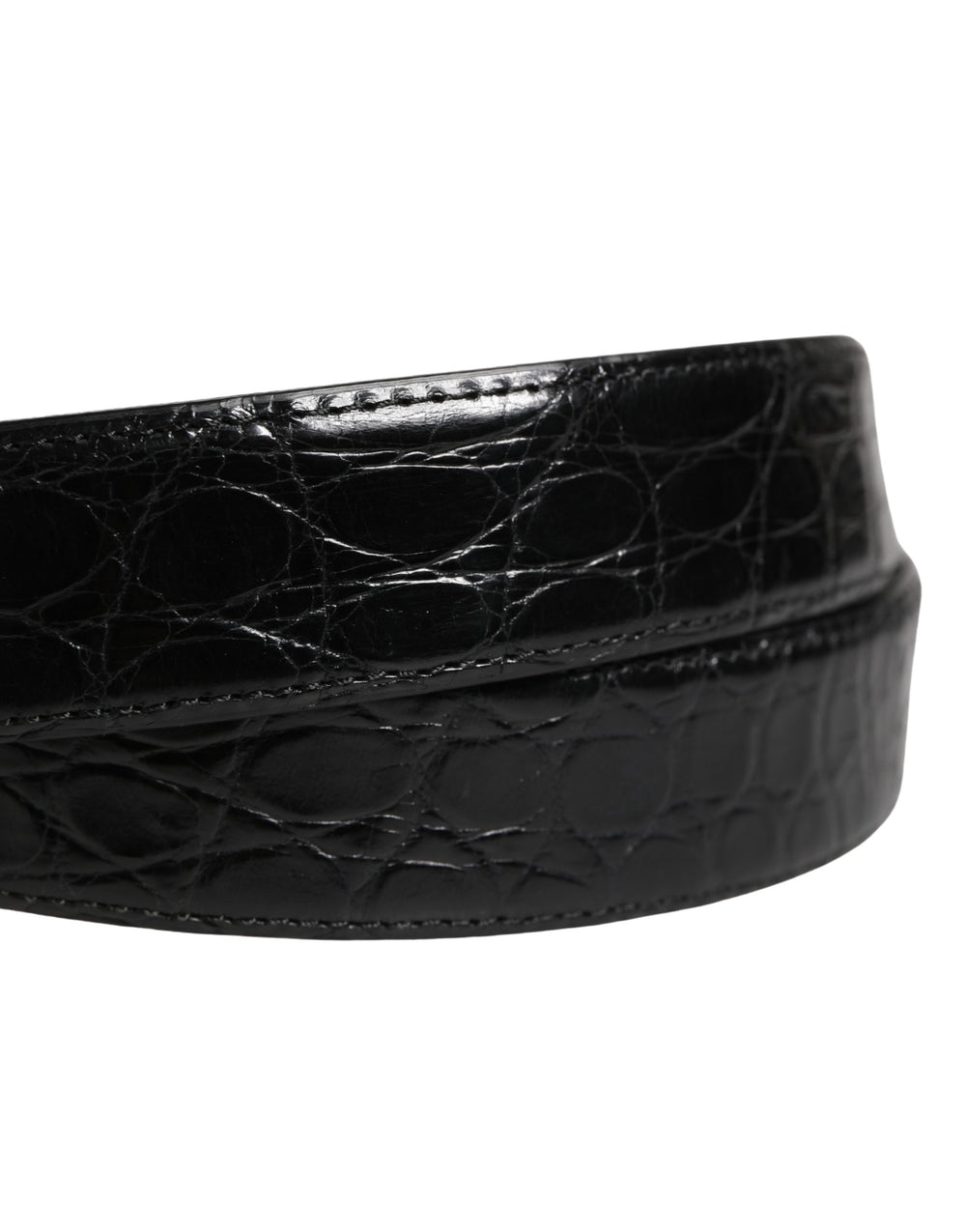 Dolce & Gabbana Caiman Leather Belt in Black