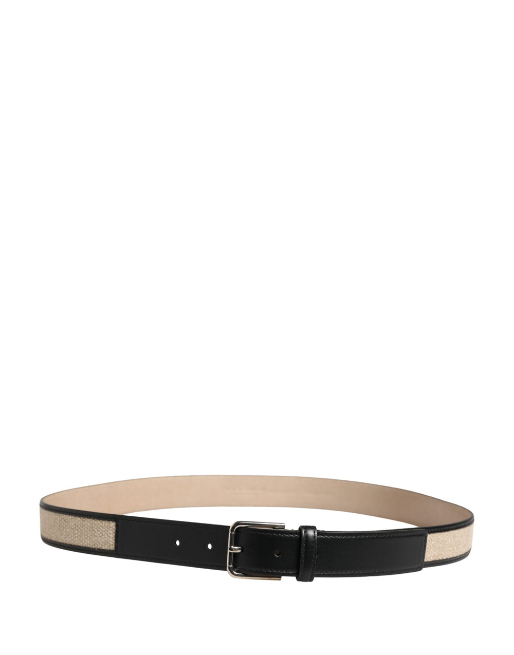 Dolce & Gabbana Woven Linen and Calf Leather Belt in Beige