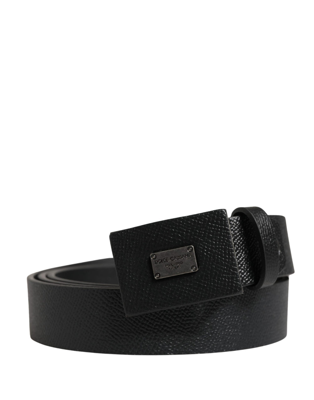 Dolce & Gabbana Calfskin Leather Square Buckle Belt in Black