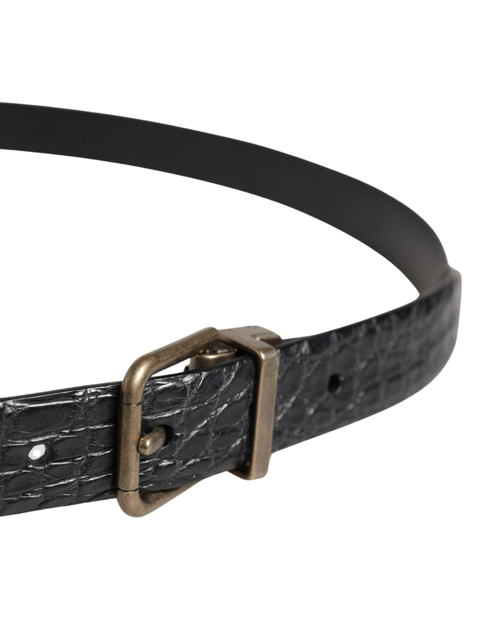 Dolce & Gabbana Caiman Leather Belt in Black