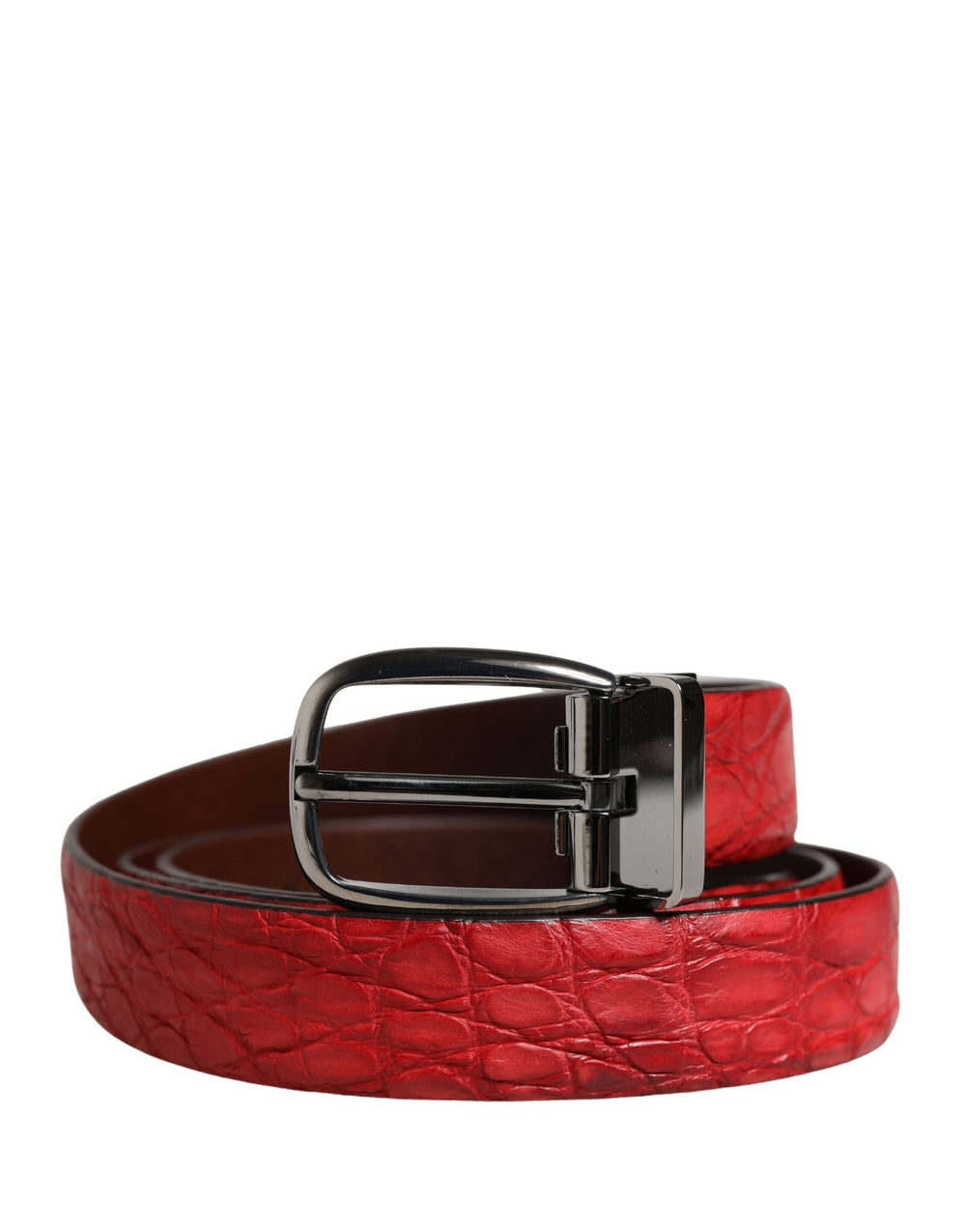 Dolce & Gabbana Caiman Leather Belt in Red