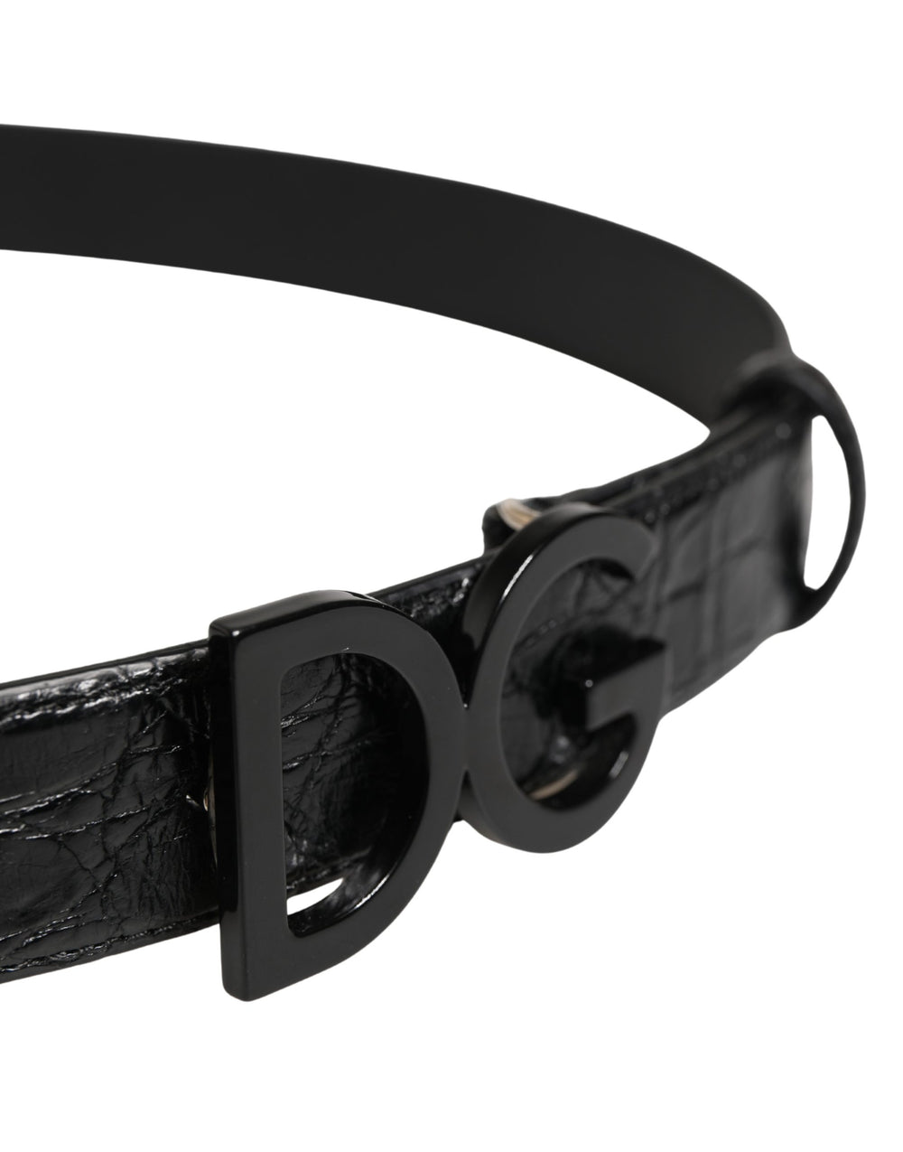 Dolce & Gabbana Caiman Leather Belt in Black