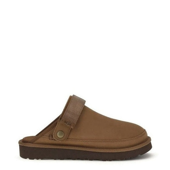 UGG Brown Calf Leather Mules Adjustable Strap mens luxury fashion - Mens Edit