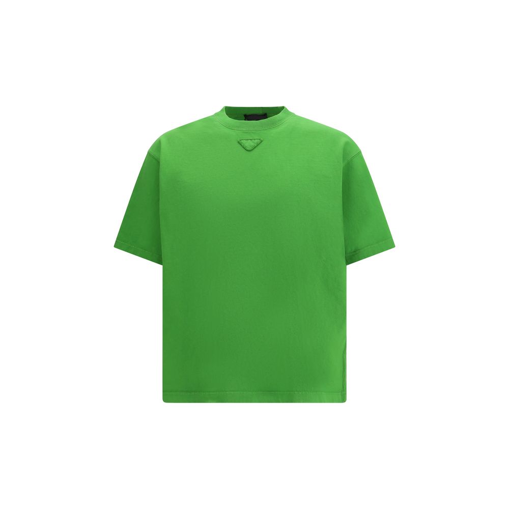 Prada Βαμβακερό T-Shirt με Στρογγυλή Λαιμόκοψη