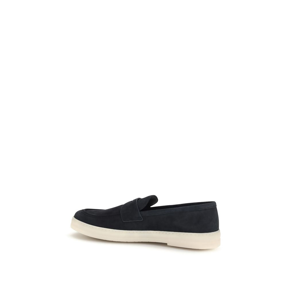 Prada Calf Leather Slip-On Loafers in Blue