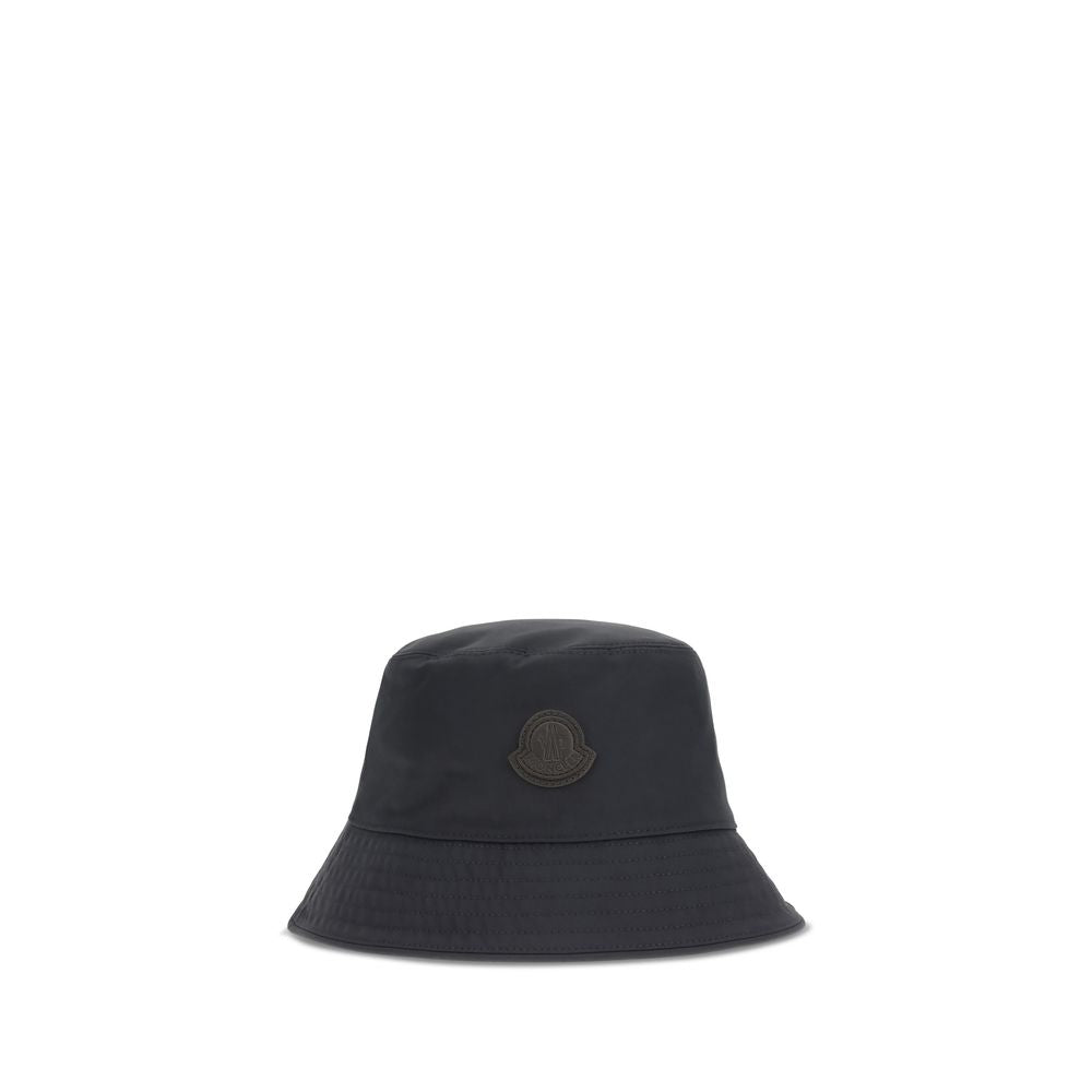 Moncler Blue Cotton Bucket Hat Leather Trim mens luxury fashion - Mens Edit