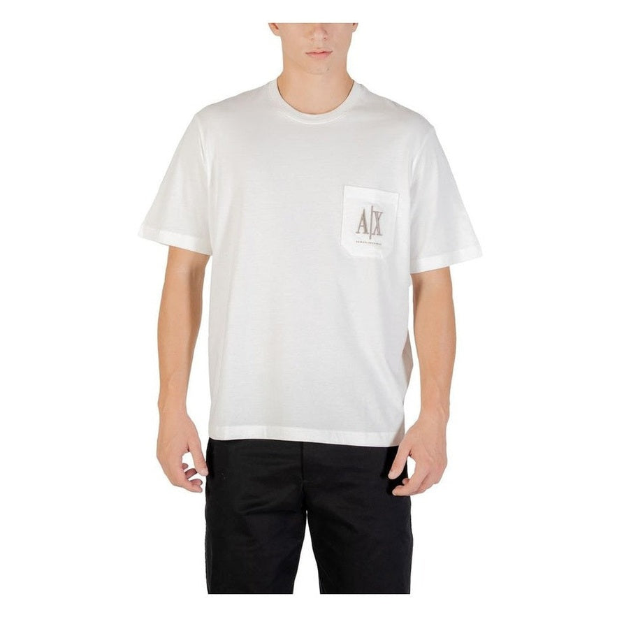 Armani Exchange Cream Cotton Men's Logo T-Shirt - Designer | Mens Edit