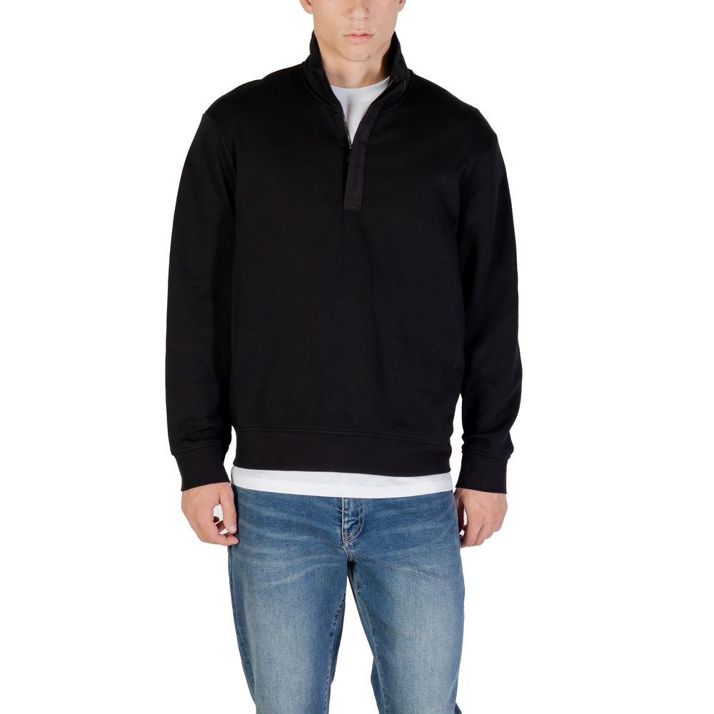 Armani Exchange Cotton Half-Zip Sweatshirt in Black