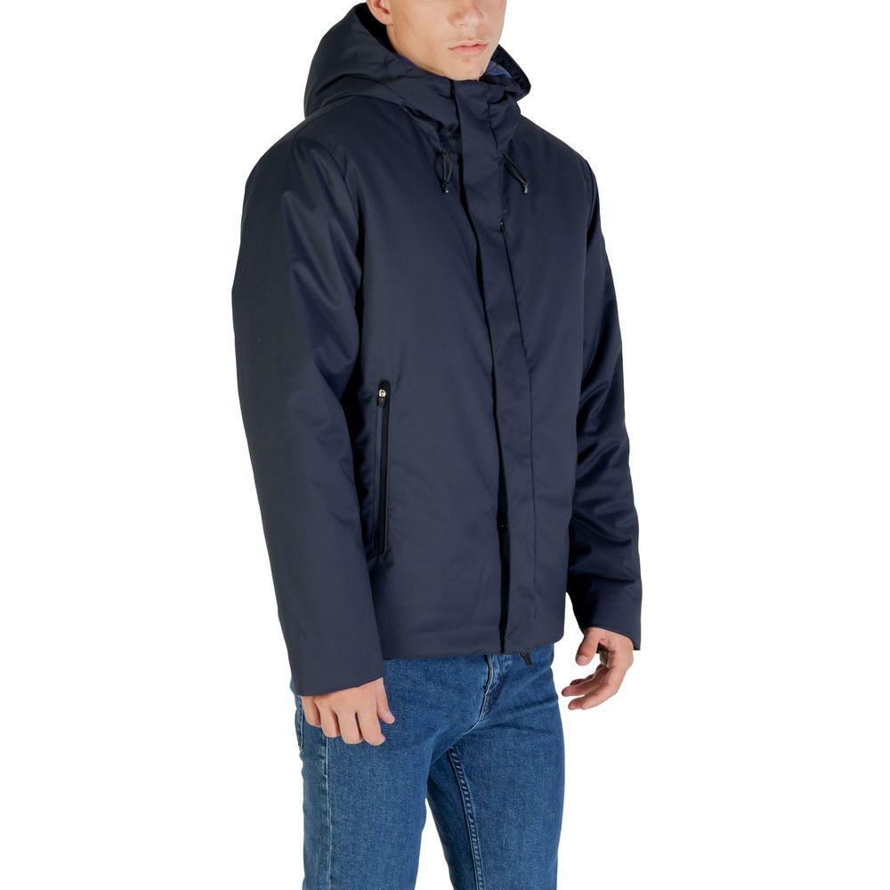 EA7 Emporio Armani Polyester Caban Coat in Blue