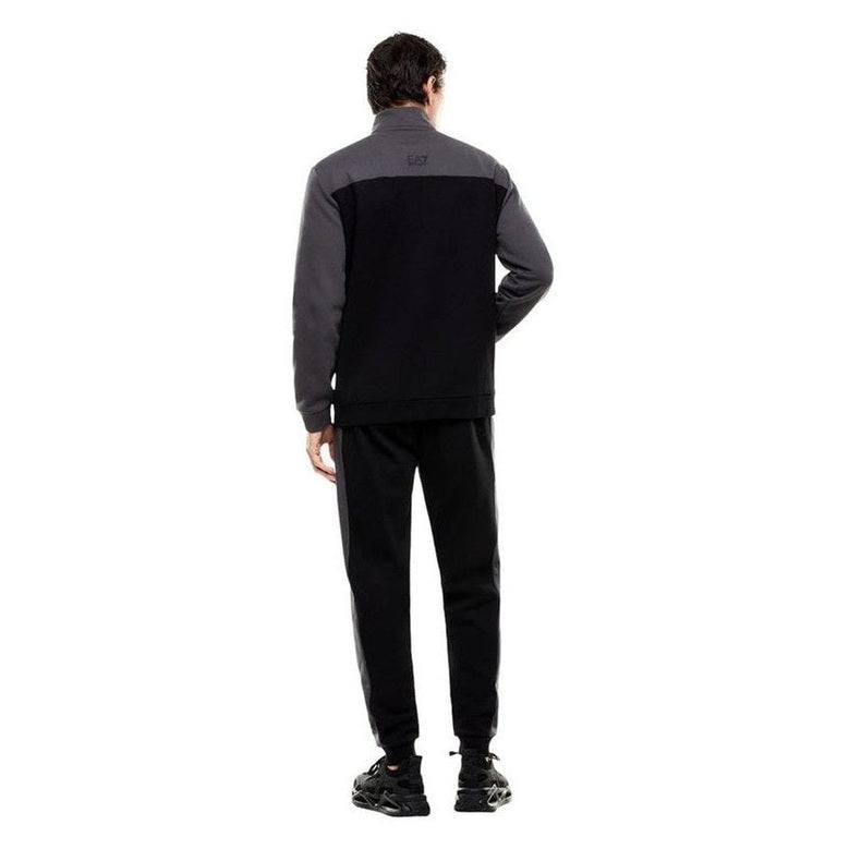 EA7 Emporio Armani Black Cotton Two-Piece Sweatsuit