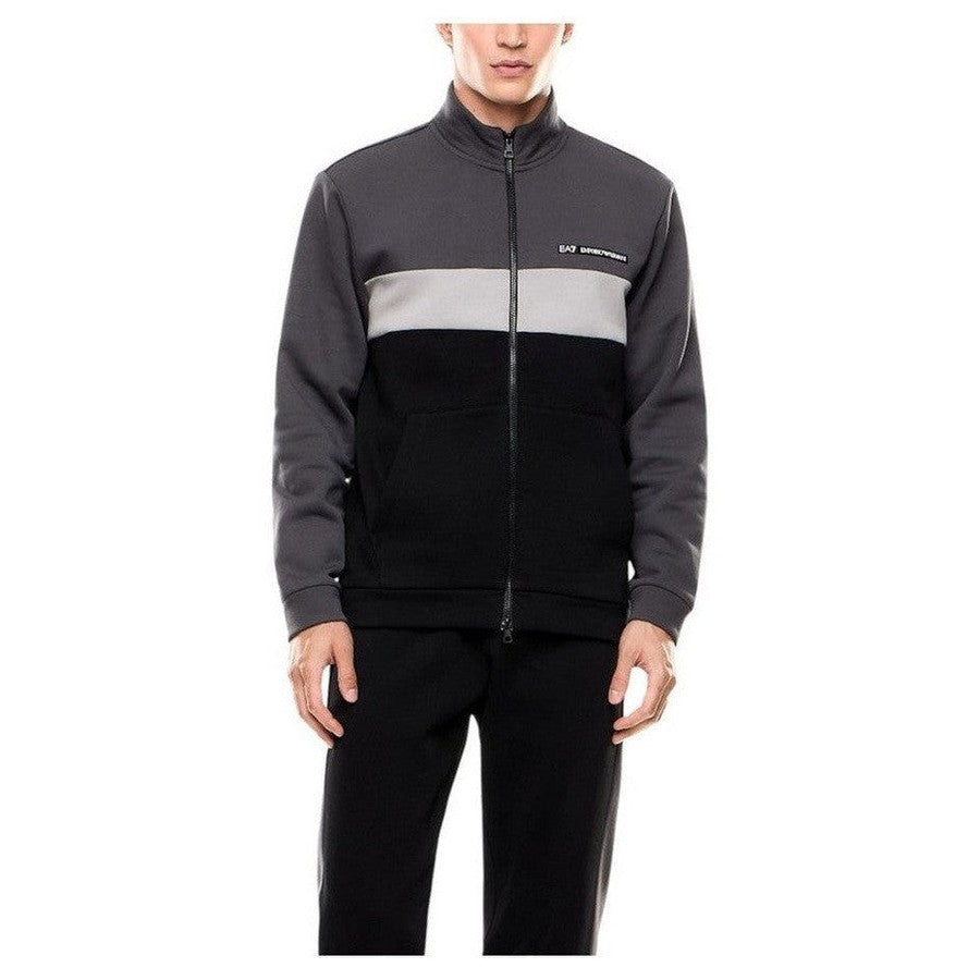 EA7 Emporio Armani Black Cotton Two-Piece Sweatsuit