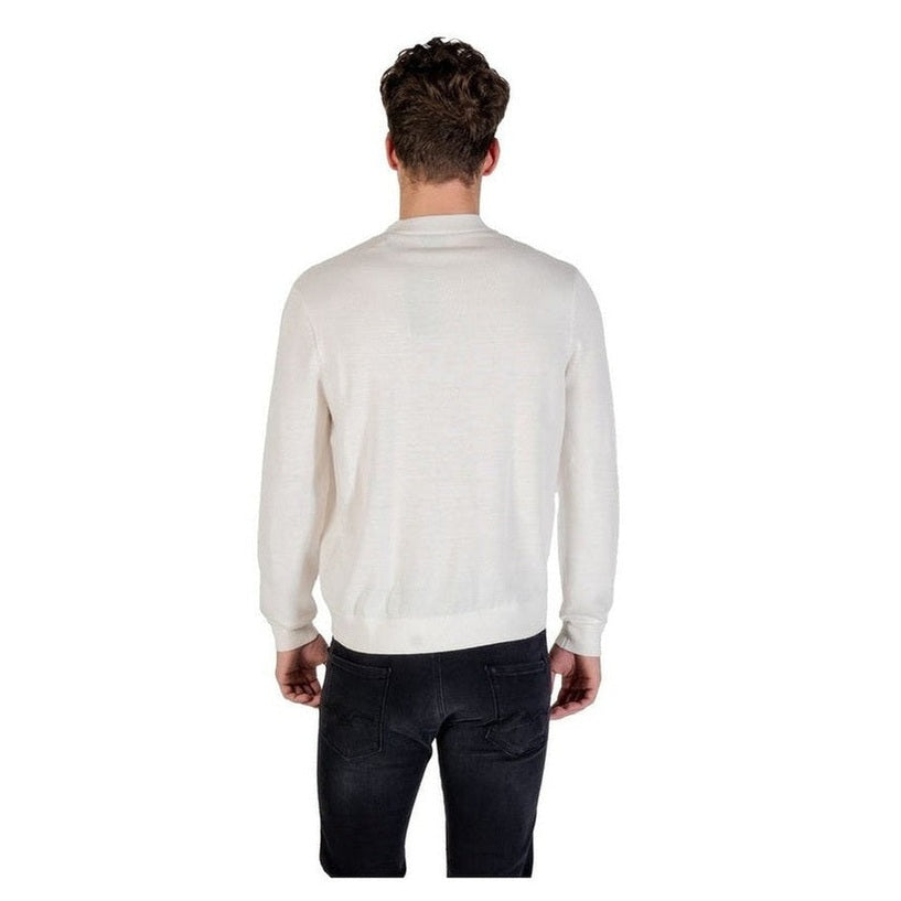 Armani Exchange Wool-Blend Knit Sweatshirt in White