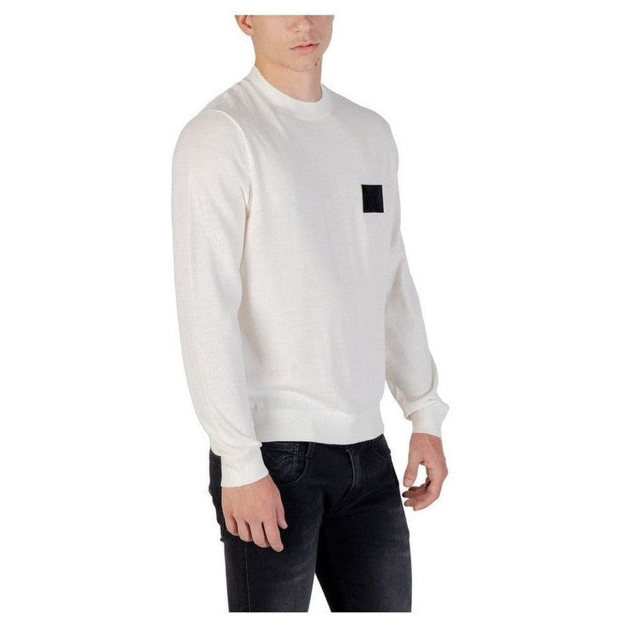 Armani Exchange Wool-Blend Knit Sweatshirt in White