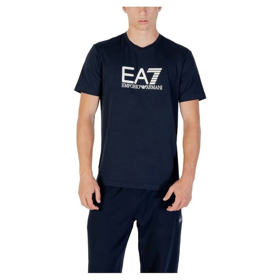 EA7 Emporio Armani Blue Cotton Men's Sportswear T-Shirt Style 2 - Designer | Mens Edit