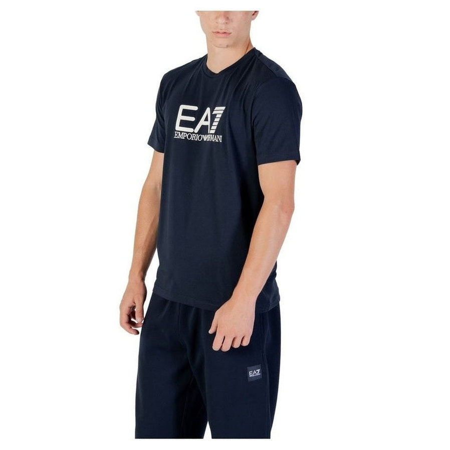 EA7 Emporio Armani Βαμβακερό T-Shirt σε Μπλε