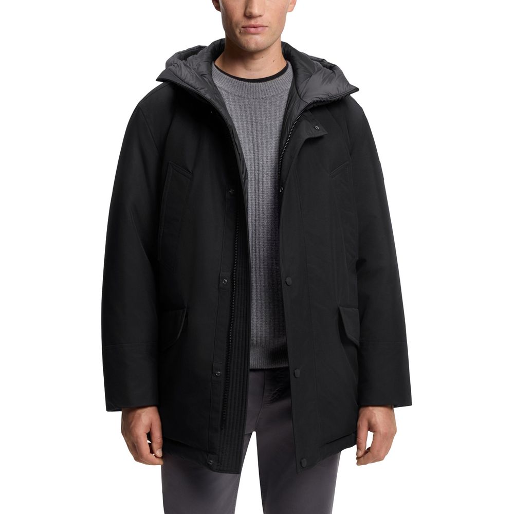 Black Polyester Full-Length Jacket mens luxury fashion - Mens Edit