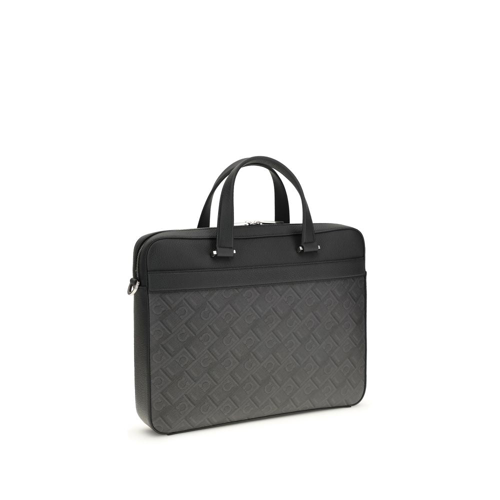 Ferragamo Calf Leather Briefcase in Gray